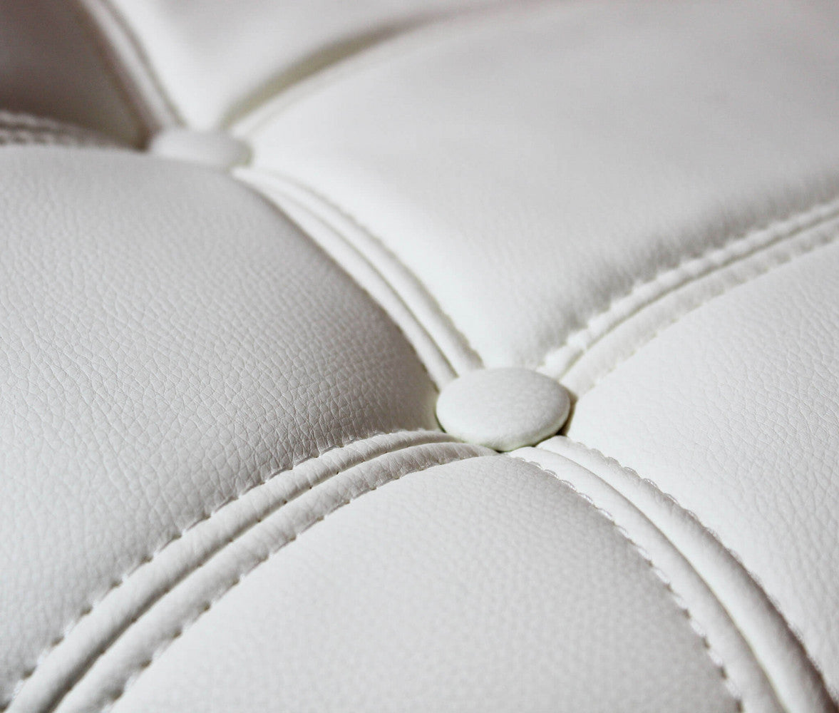 Sgabello Bianco Ecopelle con Struttura in Metallo