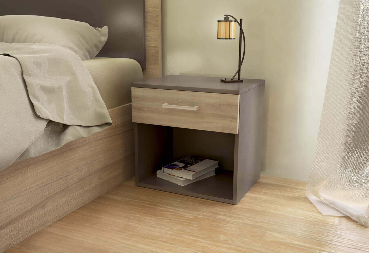 Comodino in Truciolare Bilaminato Olmo 44,4x33x43,5 cm