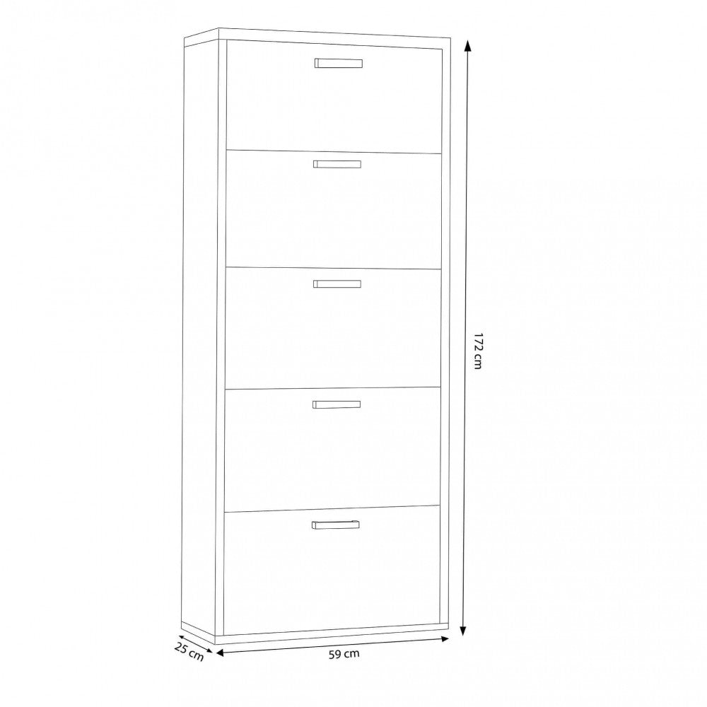Scarpiera Design Slim Moderno Olmo in Legno 5 Ante Salvaspazio in Legno Per Ingresso