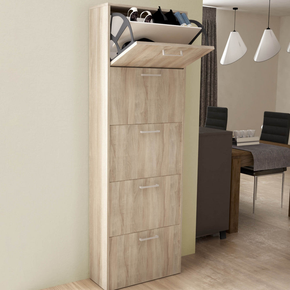 Scarpiera Design Slim Moderno Olmo in Legno 5 Ante Salvaspazio in Legno Per Ingresso