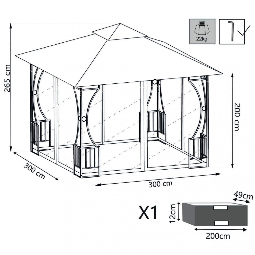 Gazebo 3x3 Ecrù e Antracite in Poliestere struttura Acciaio