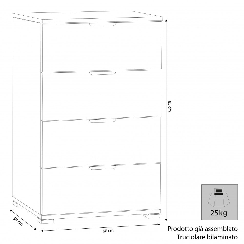 Cassettiera 60x38x85 cm marrone chiaro moderna e funzionale