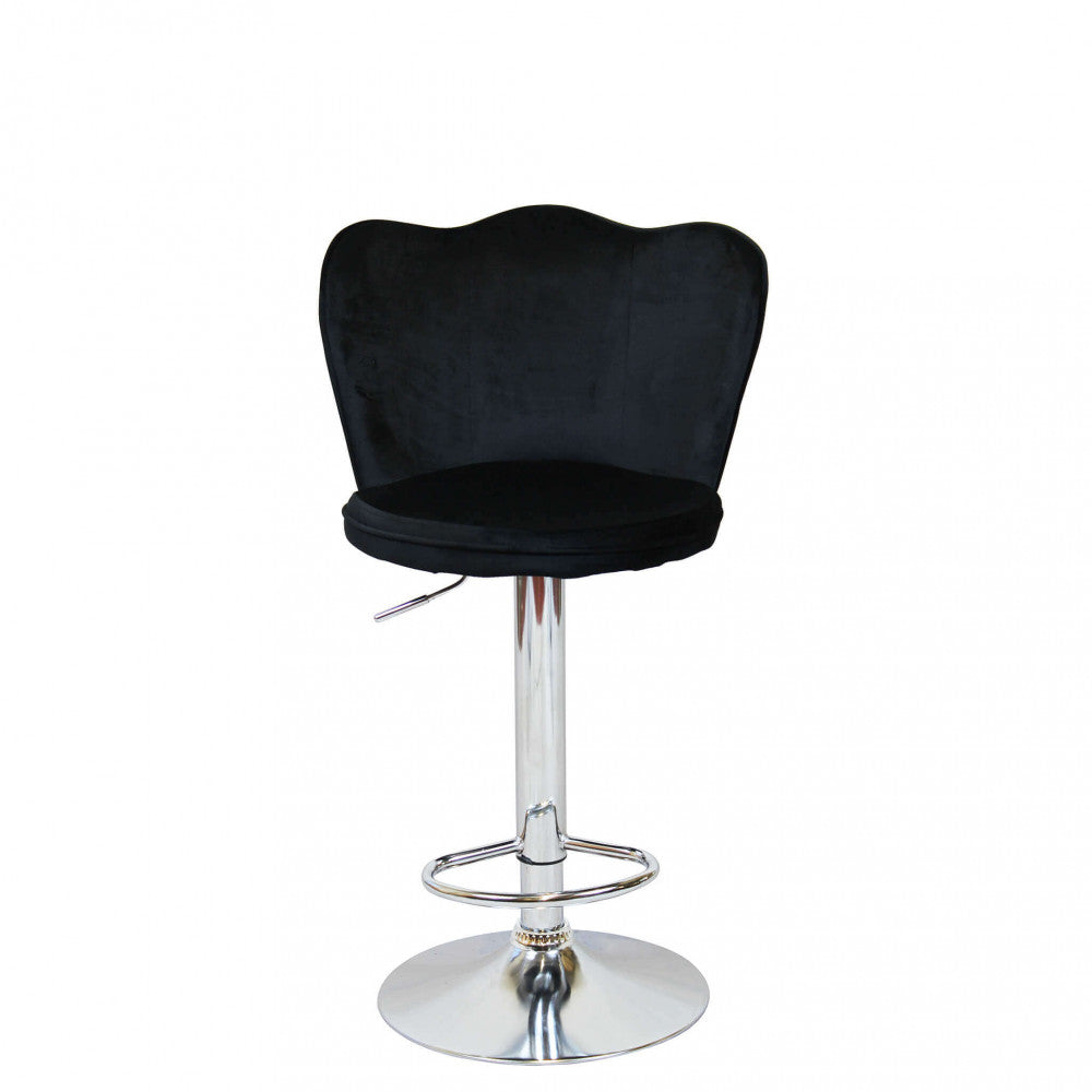 Sgabello in Velluto Nero con Struttura in Metallo 101 cm
