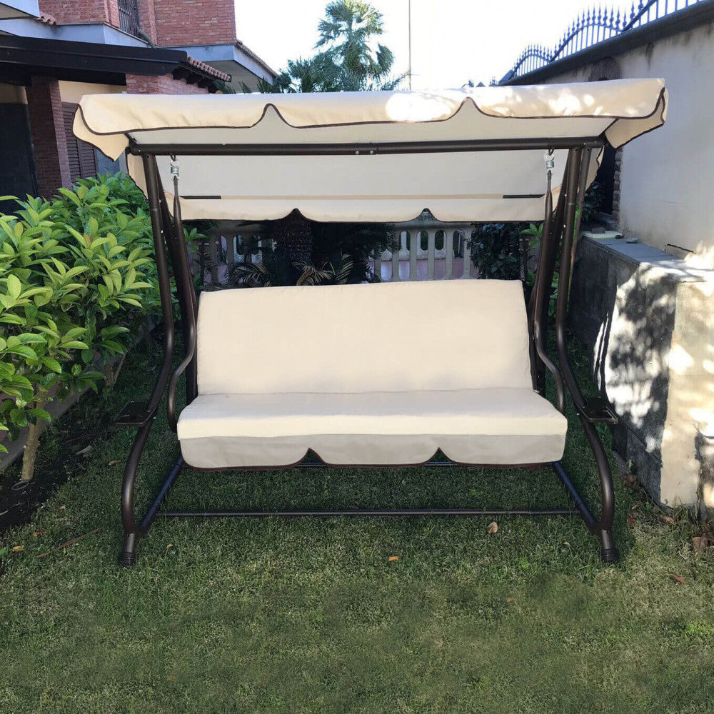 Dondolo Letto Relax con Cuscini Beige 230x126x170 cm