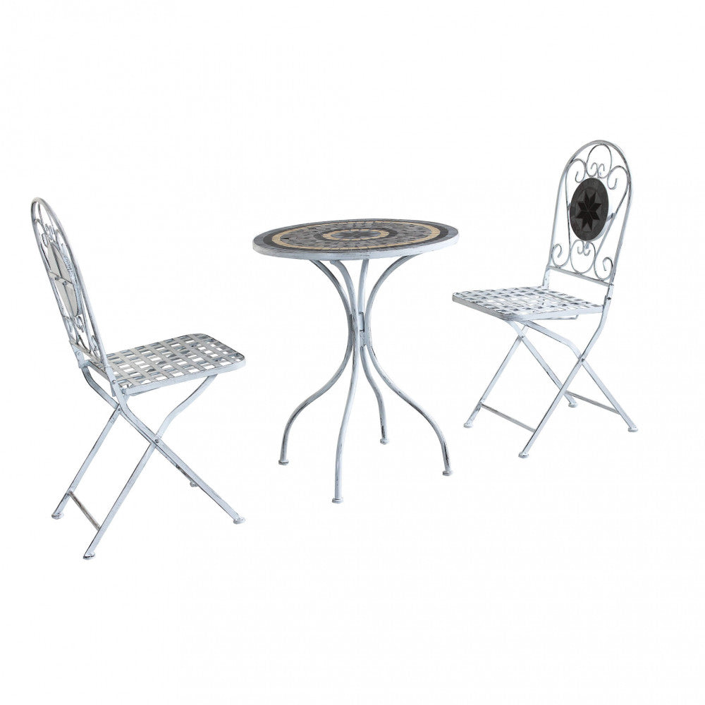 Set tavolo e Sedie bianco Grigio rotondo Salotto Esterno