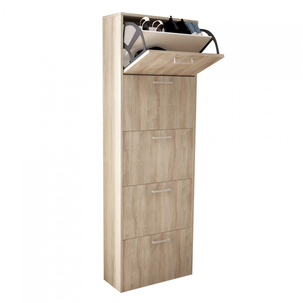 Scarpiera Design Slim Moderno Olmo in Legno 5 Ante Salvaspazio in Legno Per Ingresso