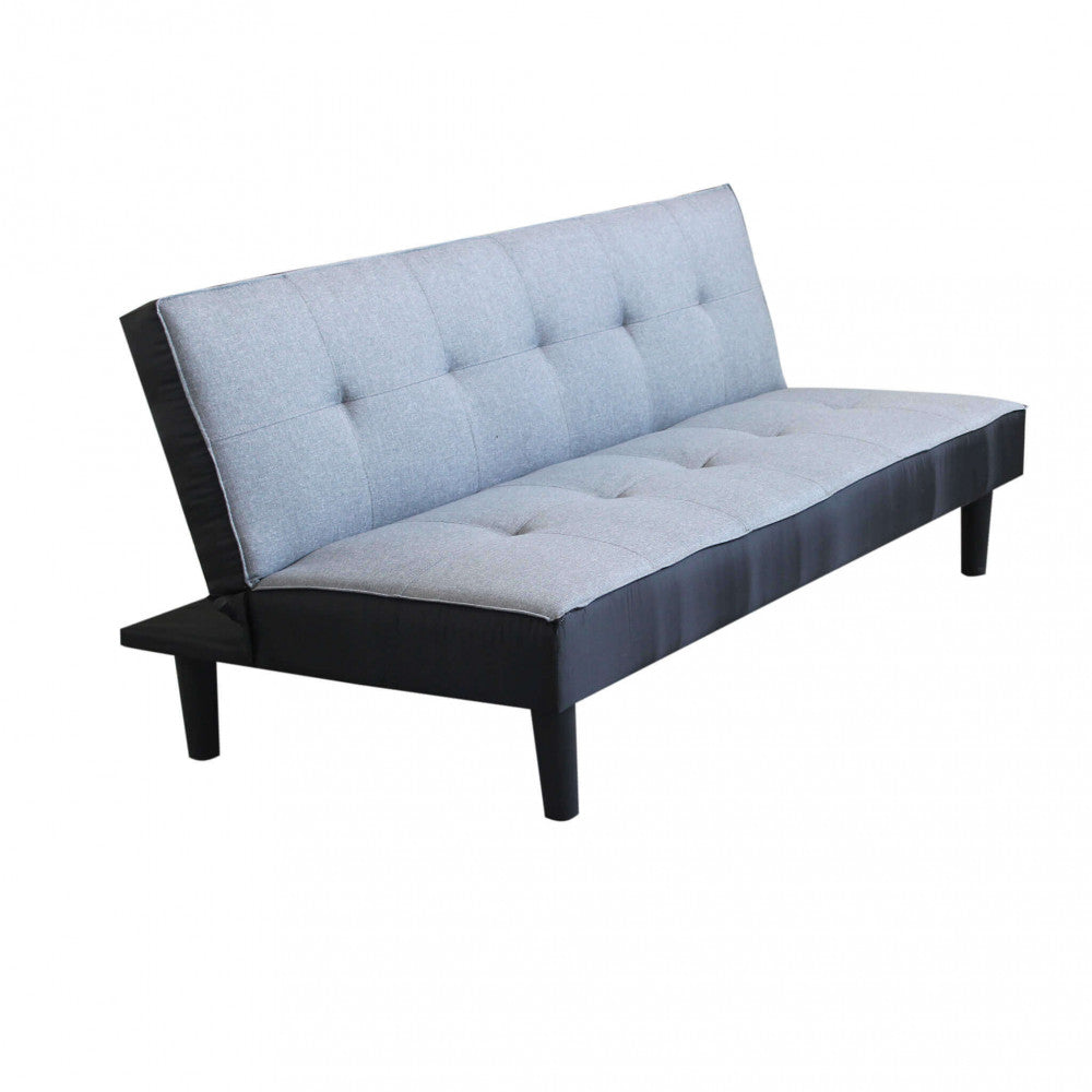 Divano letto Grigio 180x86x78 cm con struttura metallo e Legno