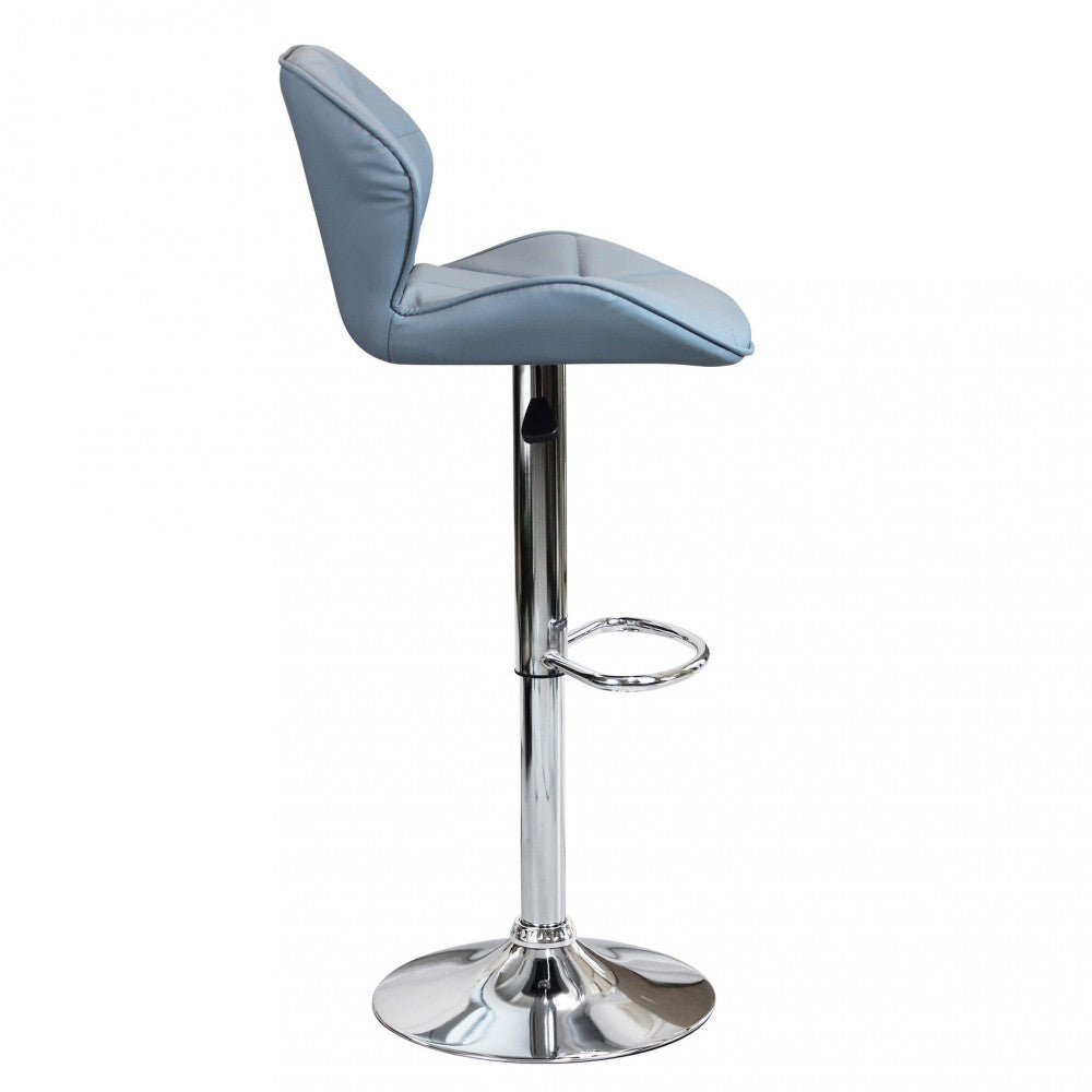 Sgabello Grigio Ecopelle con Struttura in Metallo
