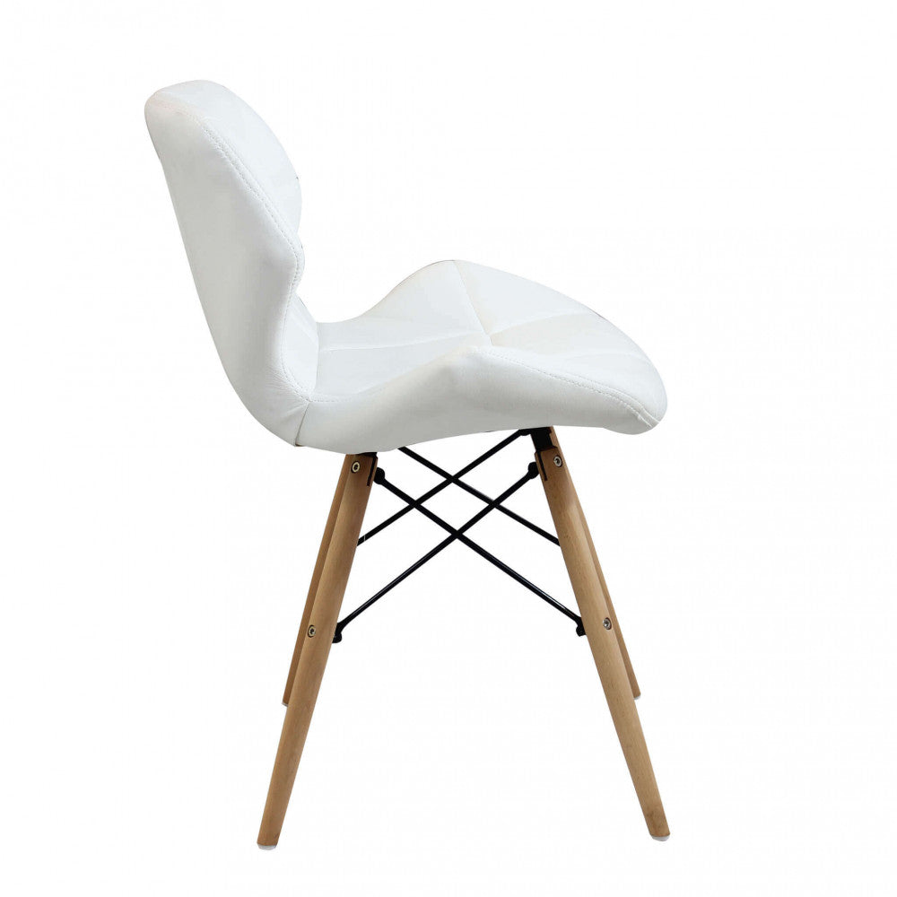 Sedia bianca in ecopelle con gambe in legno senza braccioli Salotto