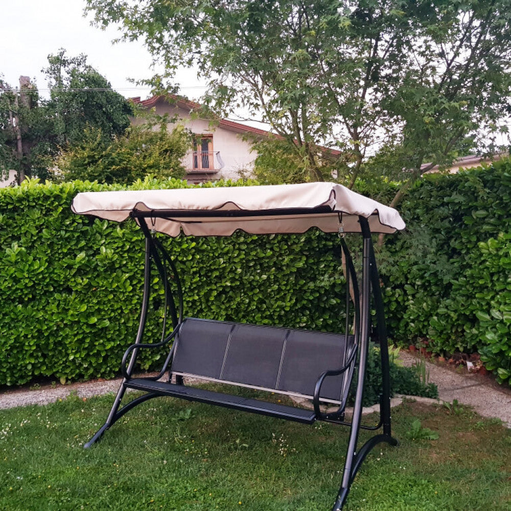 Dondolo Relax Grigio e Nero 195x120x172 cm con Cuscini