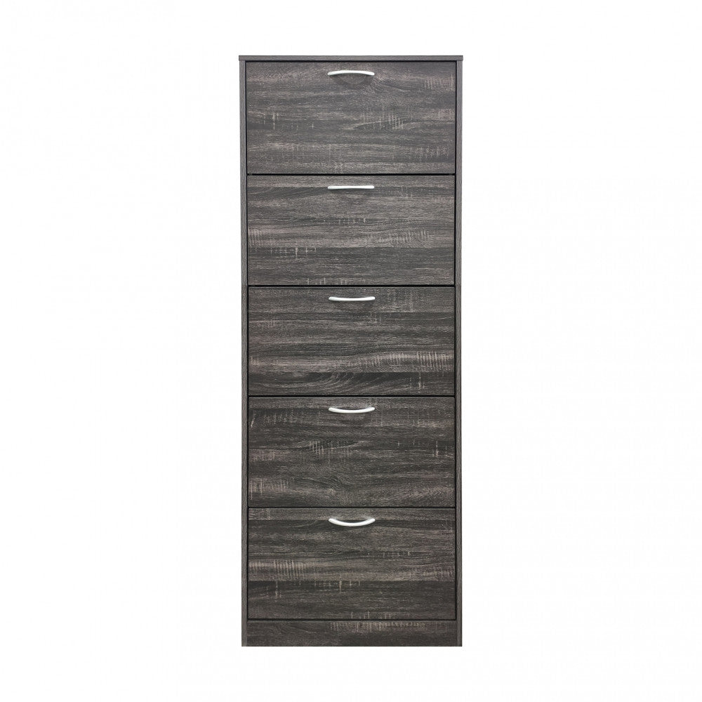 Scarpiera Grigio Scuro 5 Ante Salvaspazio 60x24x180 cm