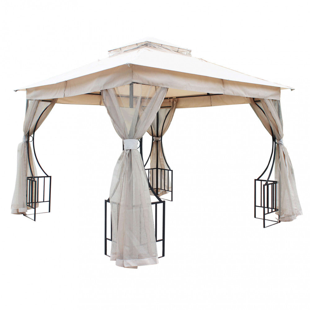 Gazebo 3x3 Ecrù e Antracite in Poliestere struttura Acciaio