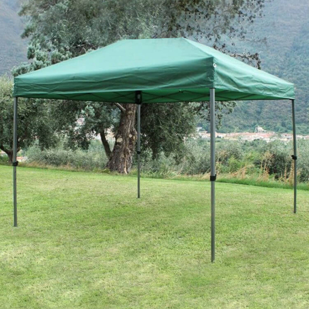 Gazebo pieghevole 3x4,5 Telo verde in poliestere Struttura acciaio