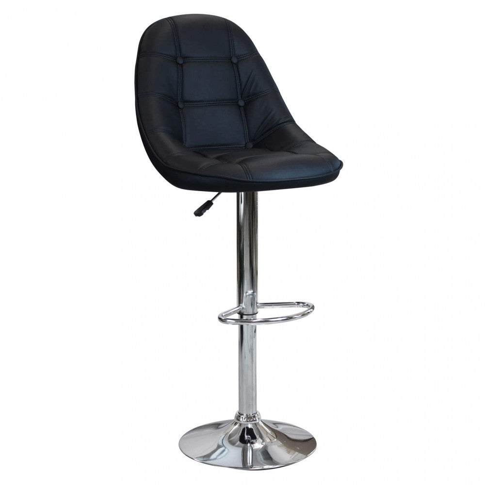 Sgabello in Ecopelle Nero con Struttura in Metallo 116 cm