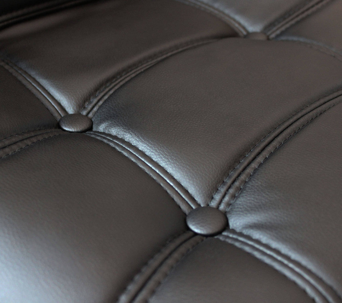 Sgabello in Ecopelle Nero con Struttura in Metallo 116 cm