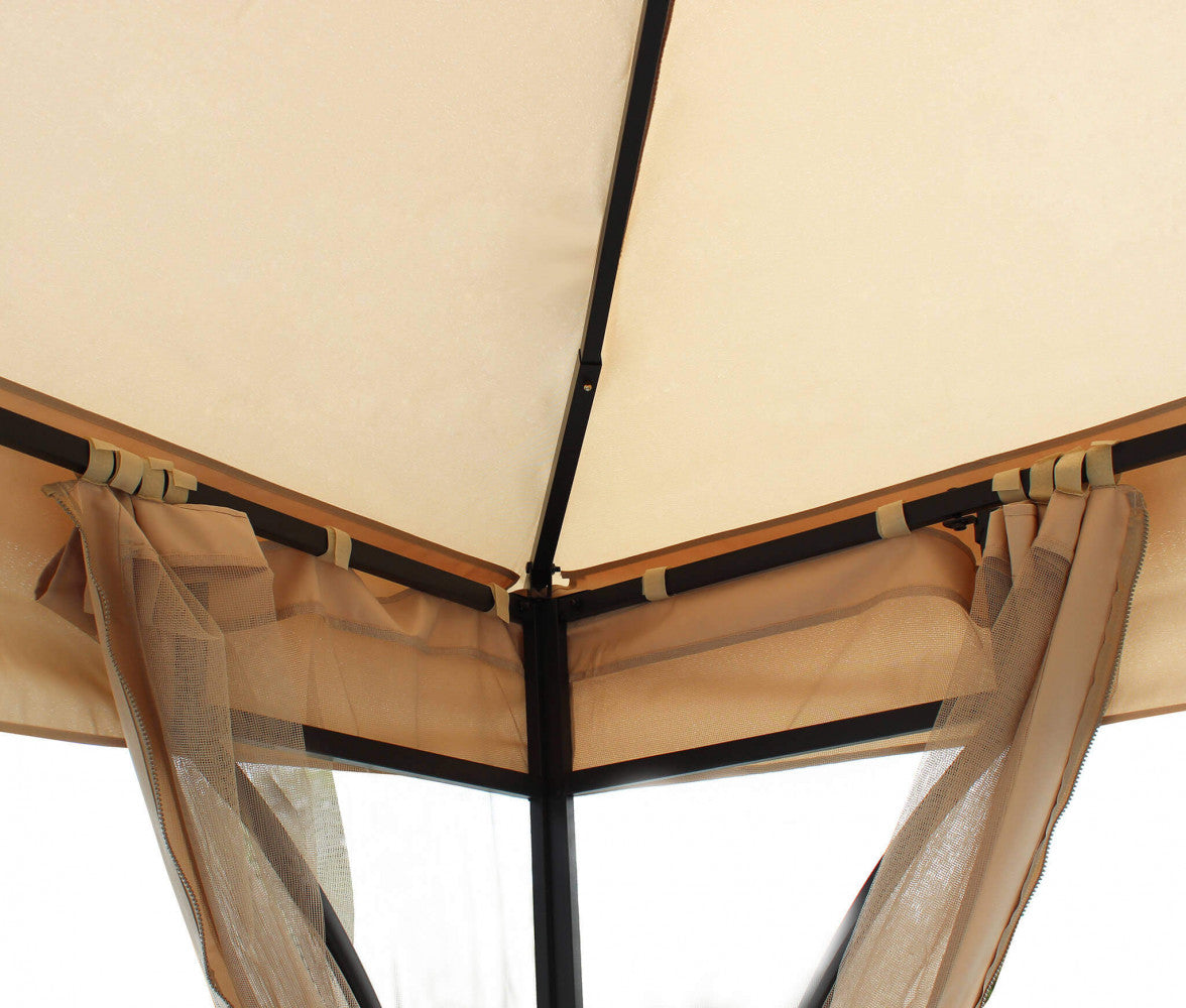 Gazebo 3x3 Ecrù e Antracite in Poliestere struttura Acciaio
