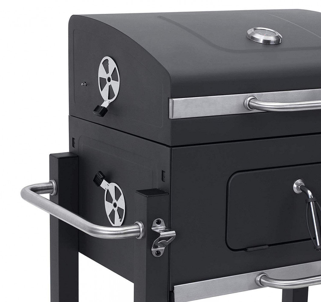 Barbecue a carbonella antracite acciaio 115x67x107.5 cm
