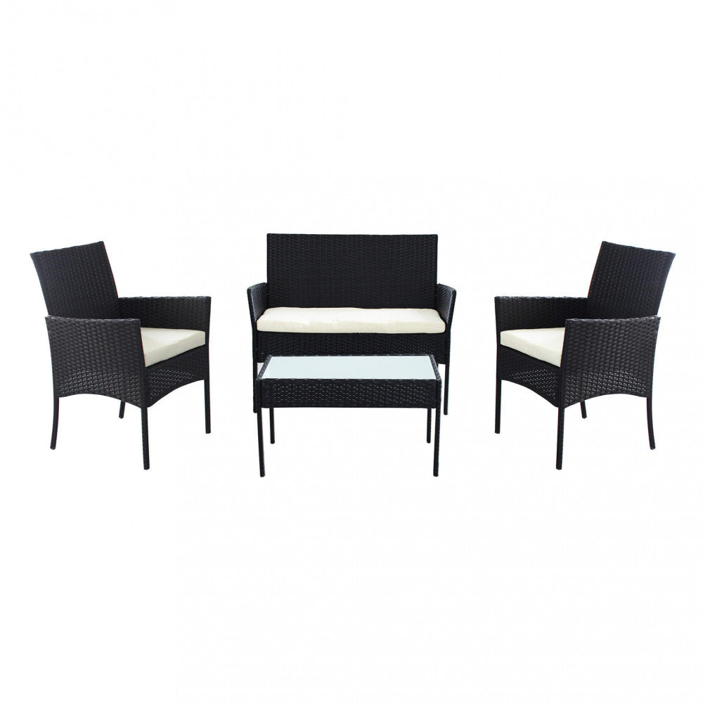 Set salotto nero da Esterno Giardino con Cuscini Design Moderno
