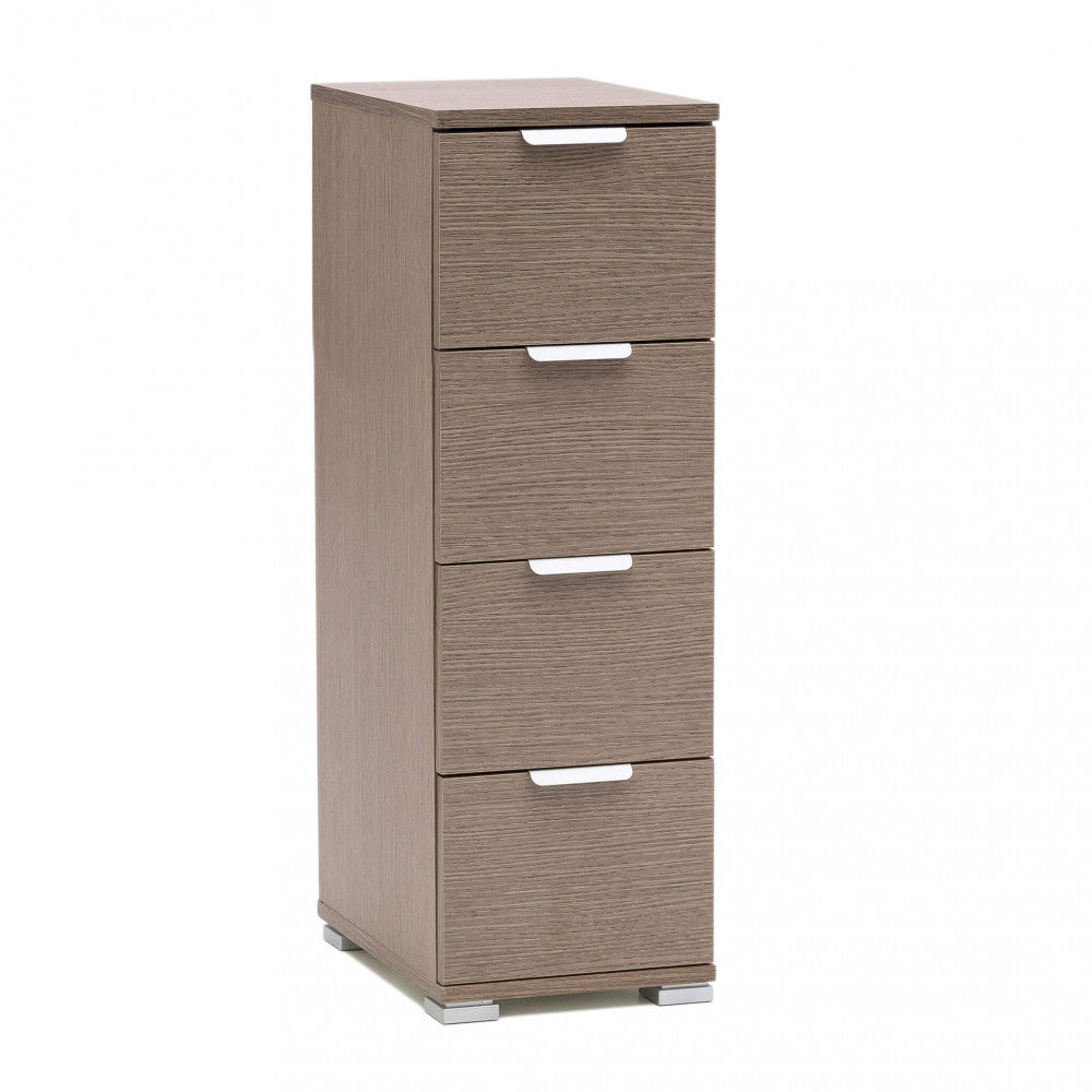 Cassettiera 4 Cassetti Rovere Grigia 27x38x85 cm moderna Spaziosa