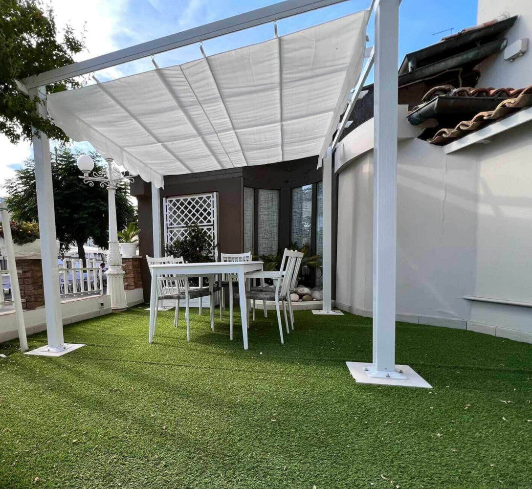 Gazebo da Giardino Balcone 3x3 Bianco in Alluminio e Metallo