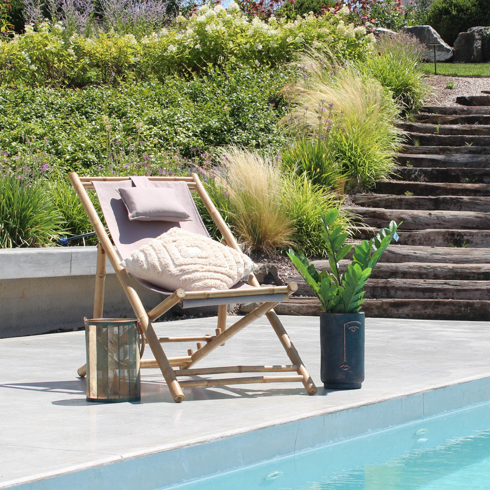 Sdraio Dondolo Bamboo Marrone con Cuscino 117x60x68 cm