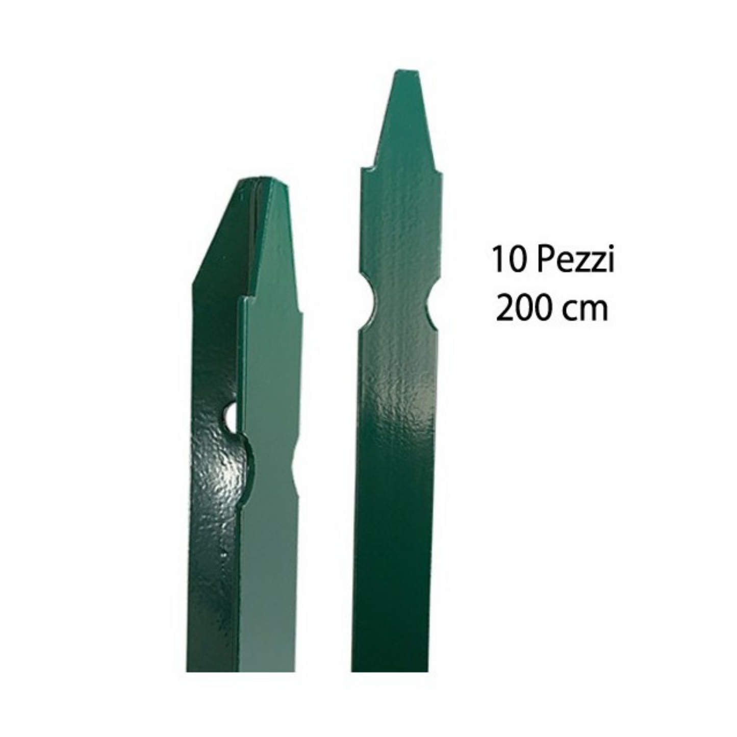 10 Paletti per Recinzione Alti 200 cm in Ferro Verde per Rete Metallica