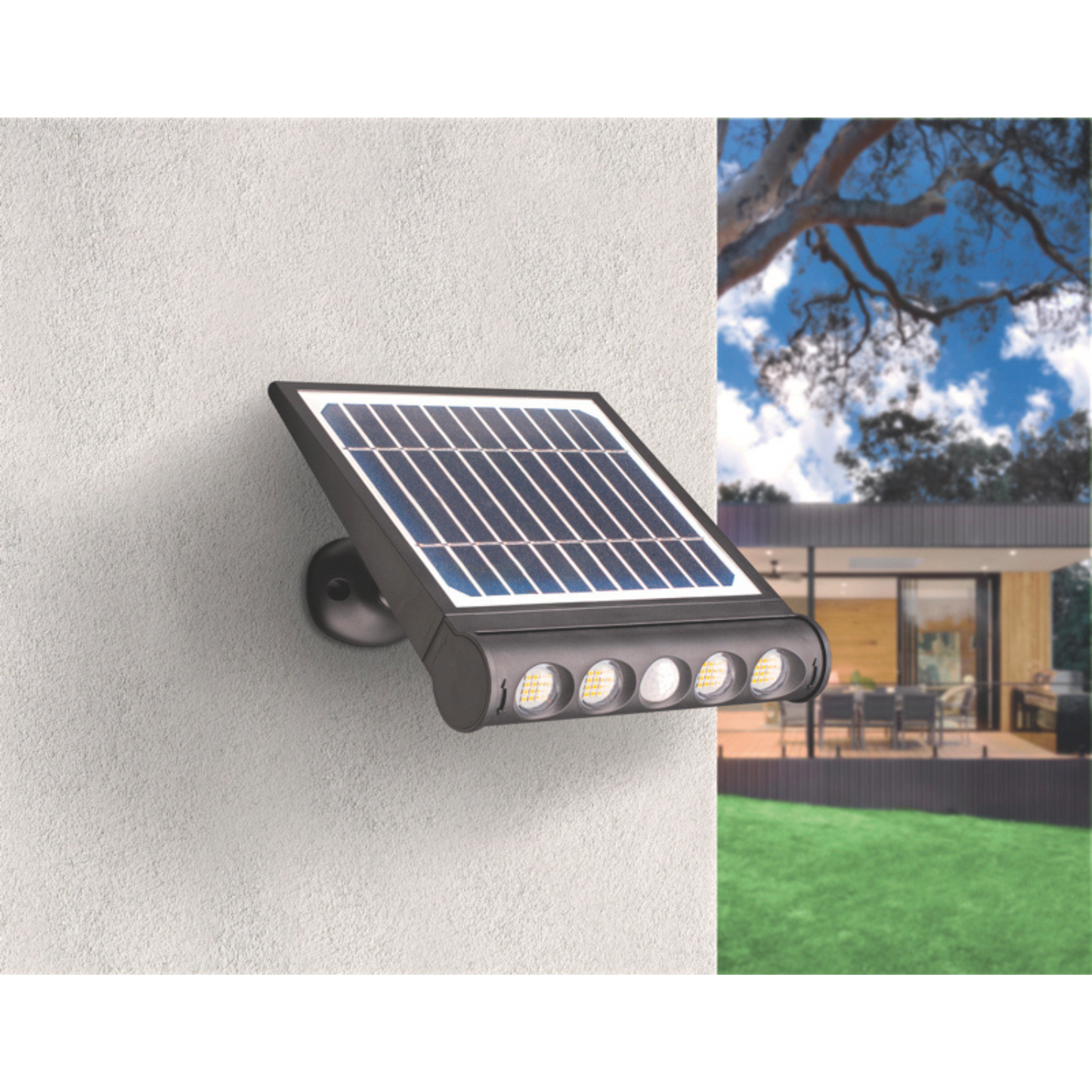Faretto Solare a LED 4000k 7 in 1 da Parete Muro Nero