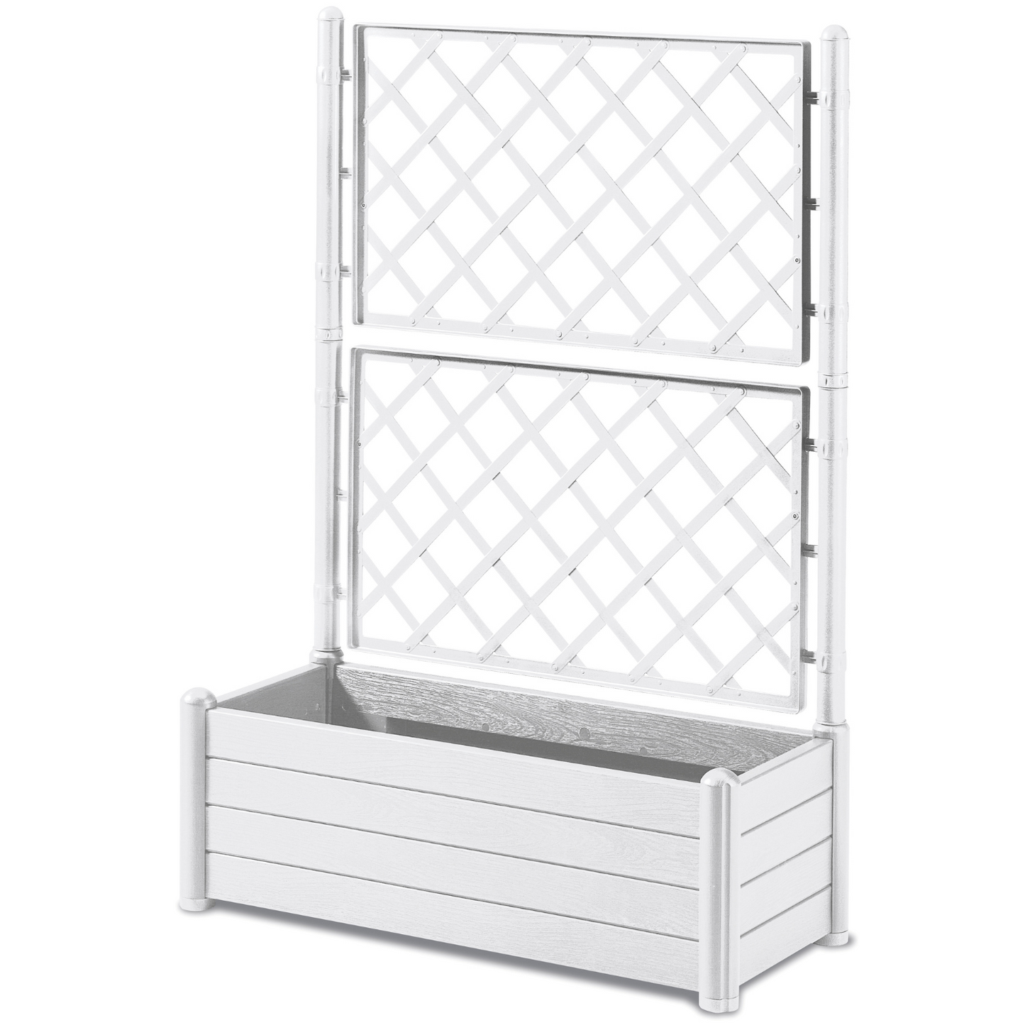 Fioriera 100x43 Bianco con Grigliato Rettangolare Spalliera in Plastica