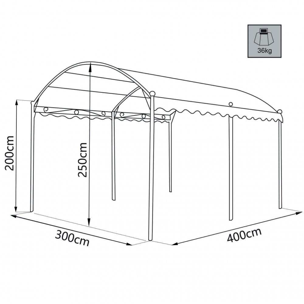 Gazebo Rettangolare 3x4 Ecrù e Antracite da Esterno Giardino