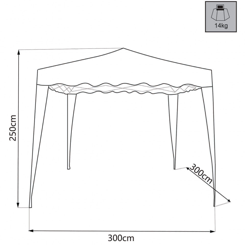 Gazebo Pieghevole 3x3 Tortora in Acciaio da Esterno