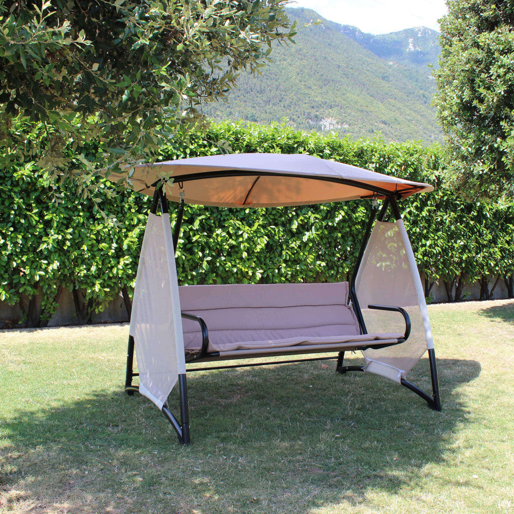 Dondolo Beige e Nero 278x154x186 cm con Struttura in Acciaio