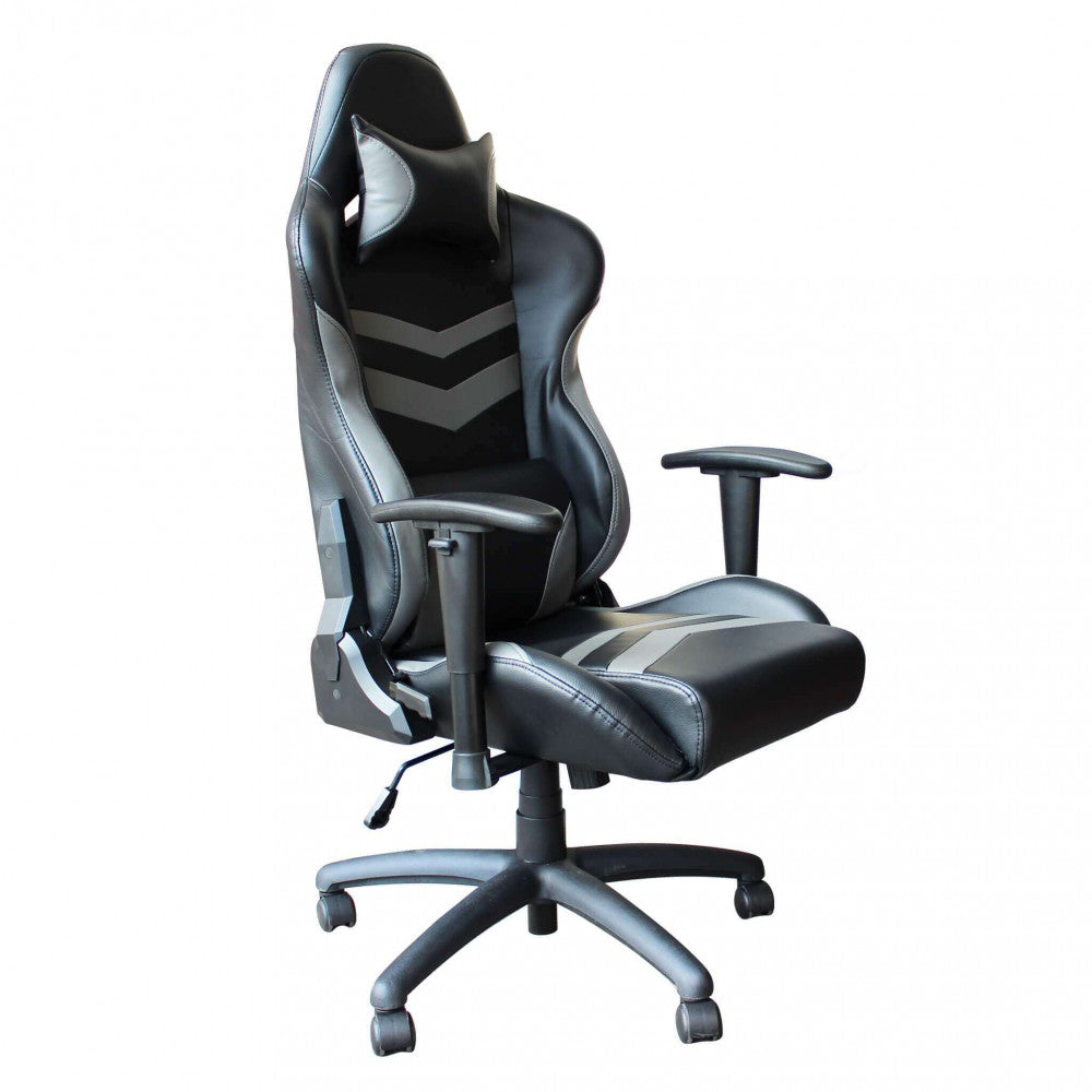 Poltrona da Gaming Grigia ergonomica con Braccioli
