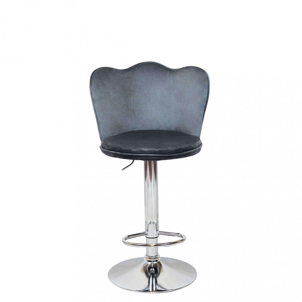 Sgabello in Velluto Grigio con Struttura in Metallo 101 cm