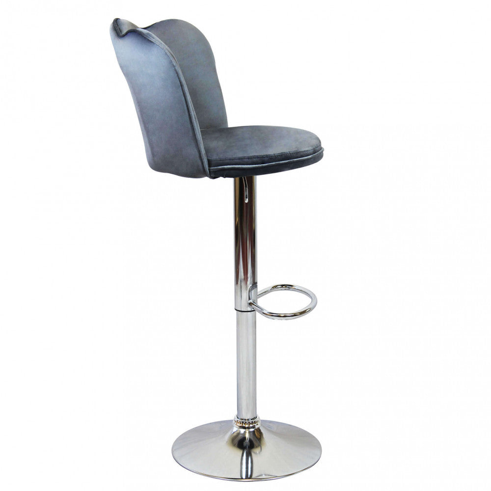 Sgabello in Velluto Grigio con Struttura in Metallo 101 cm