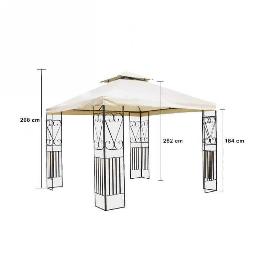 Gazebo 3x3 Ecrù con Struttura Antracite in Acciaio per giardino esterno