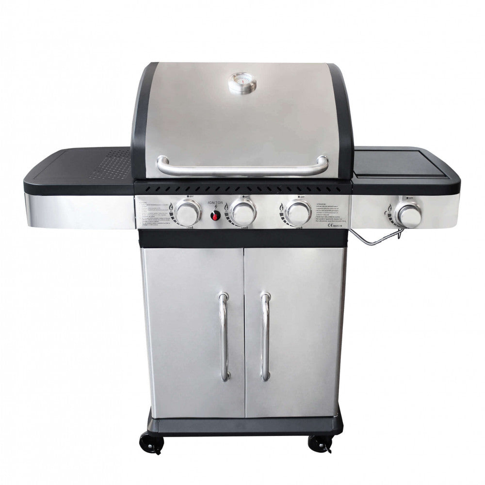 Barbecue in Acciaio Inox 3 Fuochi + 1 da Esterno Giardino