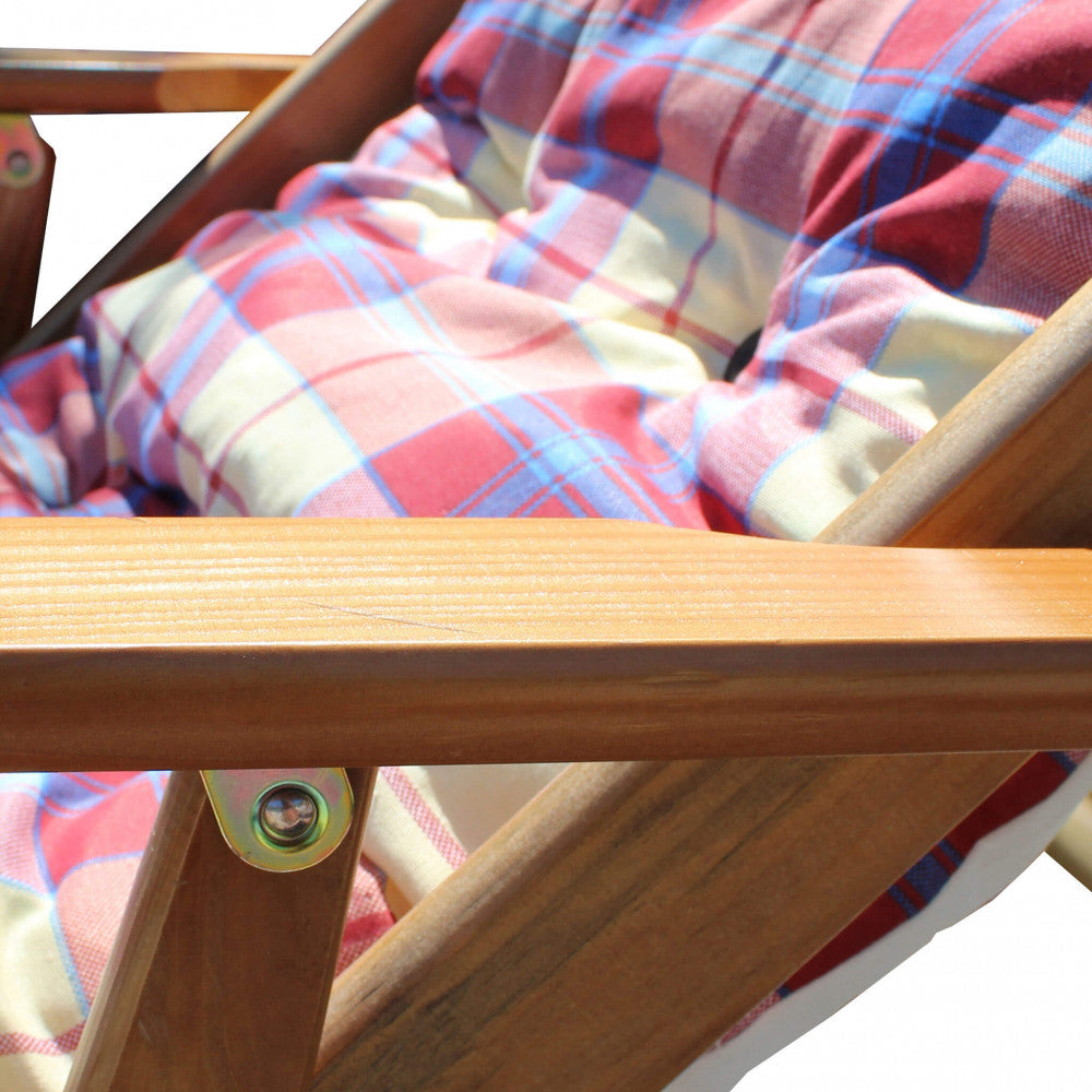 Sedia Con Braccioli Rossa in Legno e Cotone 84x60x100 cm