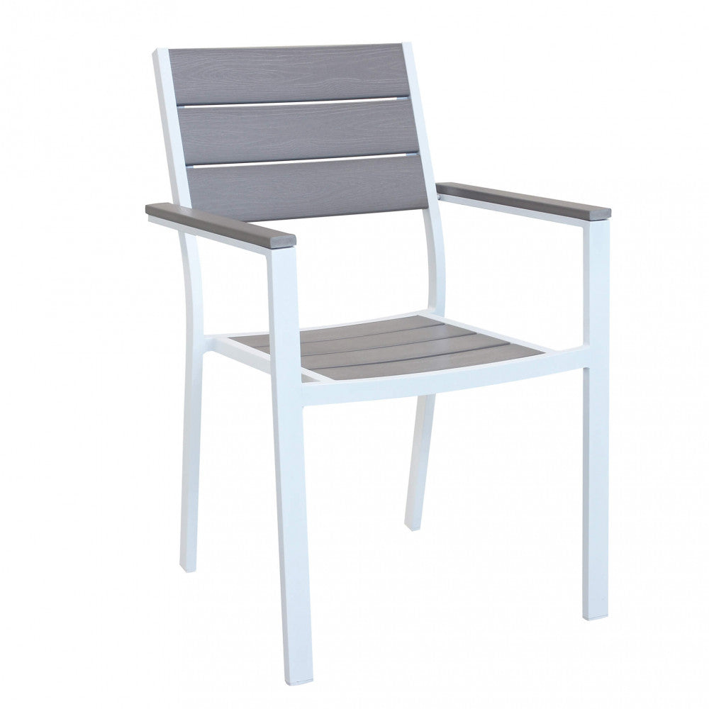 Sedia con Braccioli in Polywood e Alluminio Grigio/Bianco
