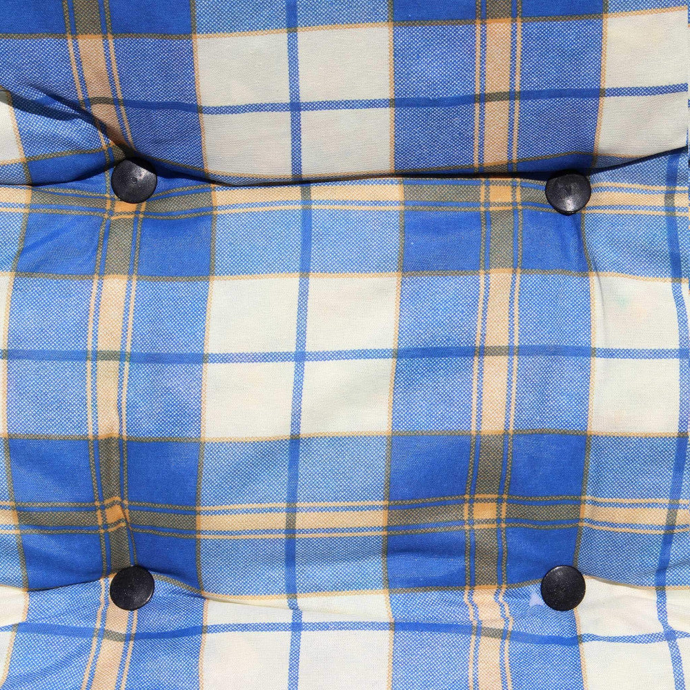 Sedia Con Braccioli Blu in Legno e Cotone 84x60x100 cm