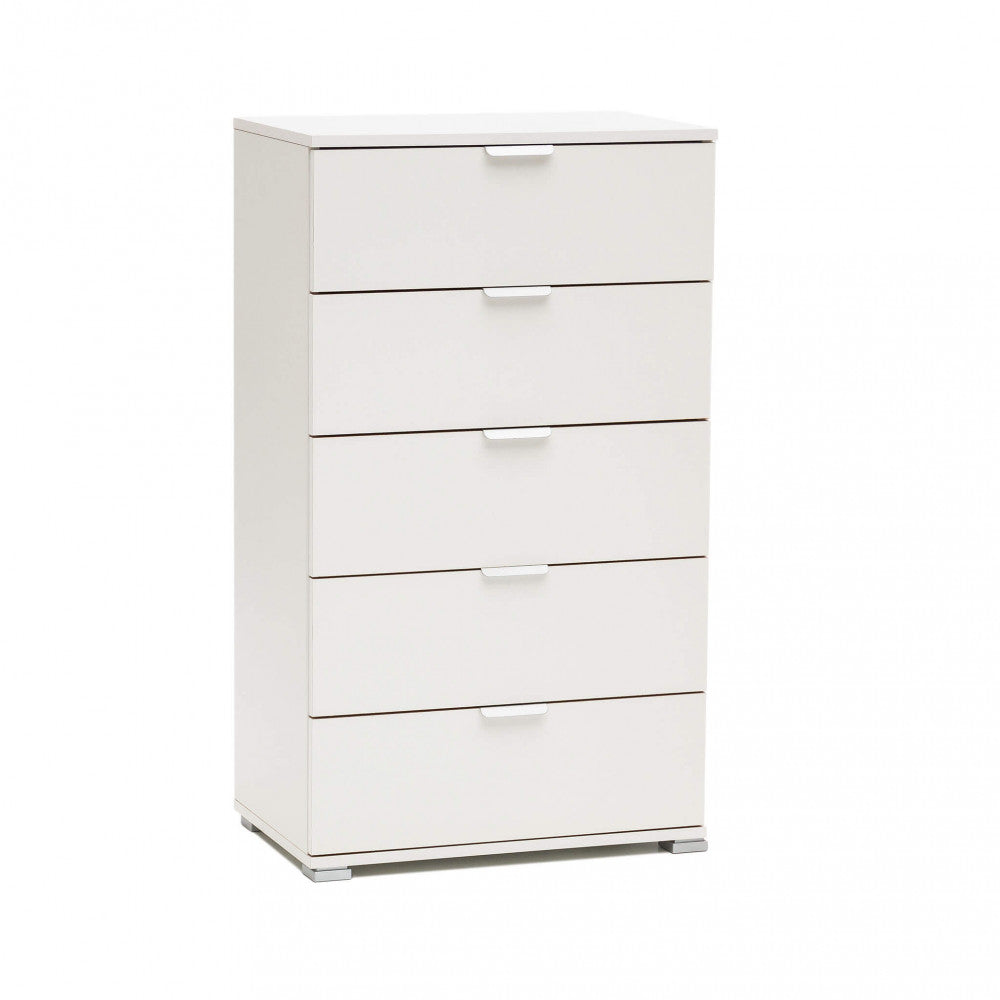 Cassettiera 5 cassetti bianca 60x38x103 cm