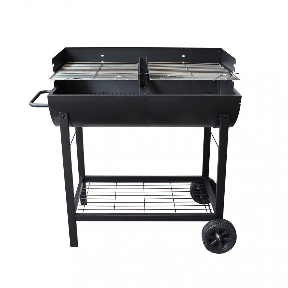 Barbecue a carbonella con 2 griglie in acciaio nero