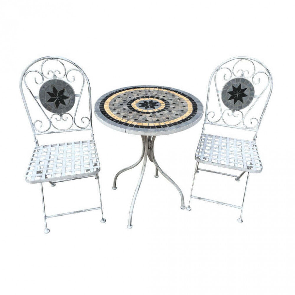 Set tavolo e Sedie bianco Grigio rotondo Salotto Esterno