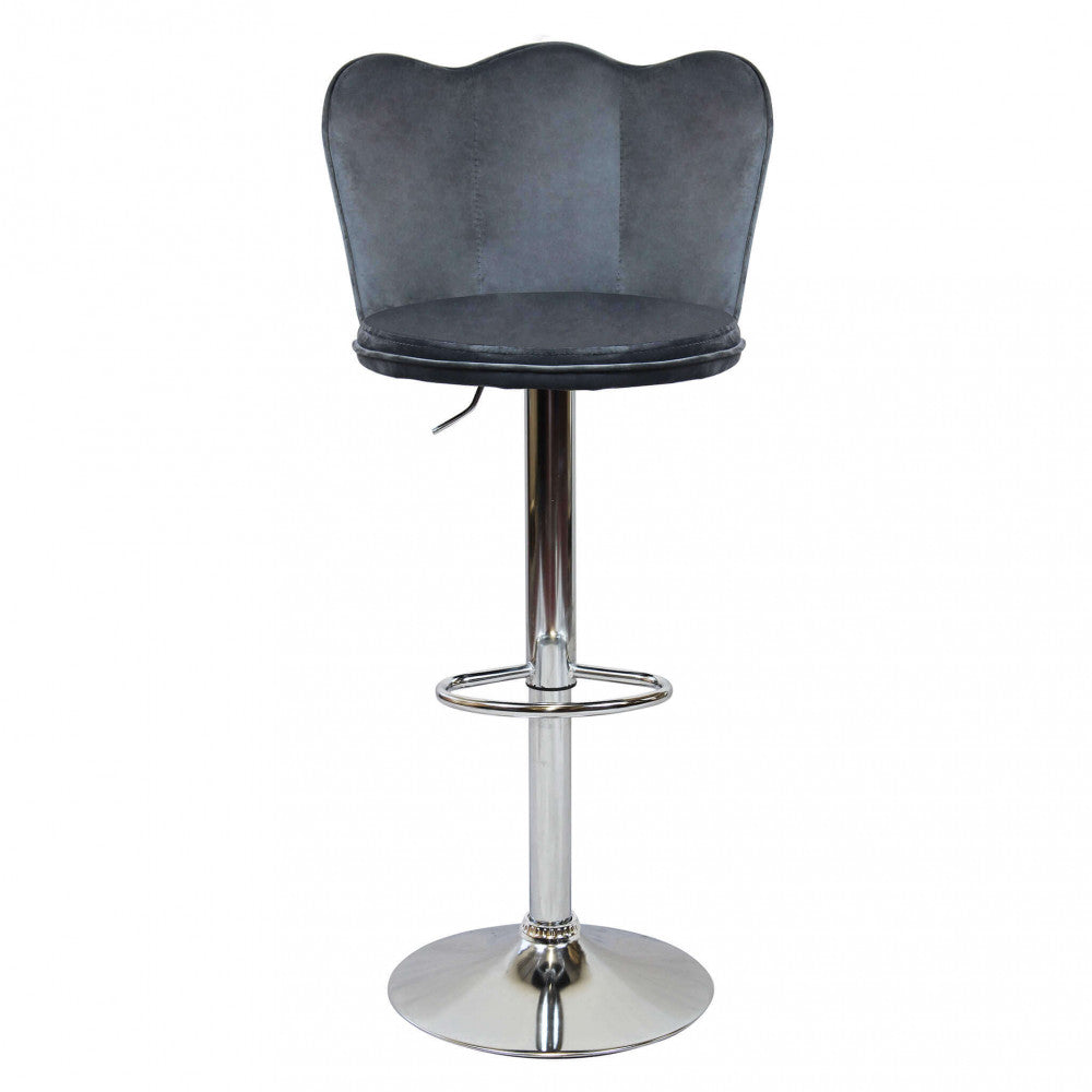 Sgabello in Velluto Grigio con Struttura in Metallo 101 cm