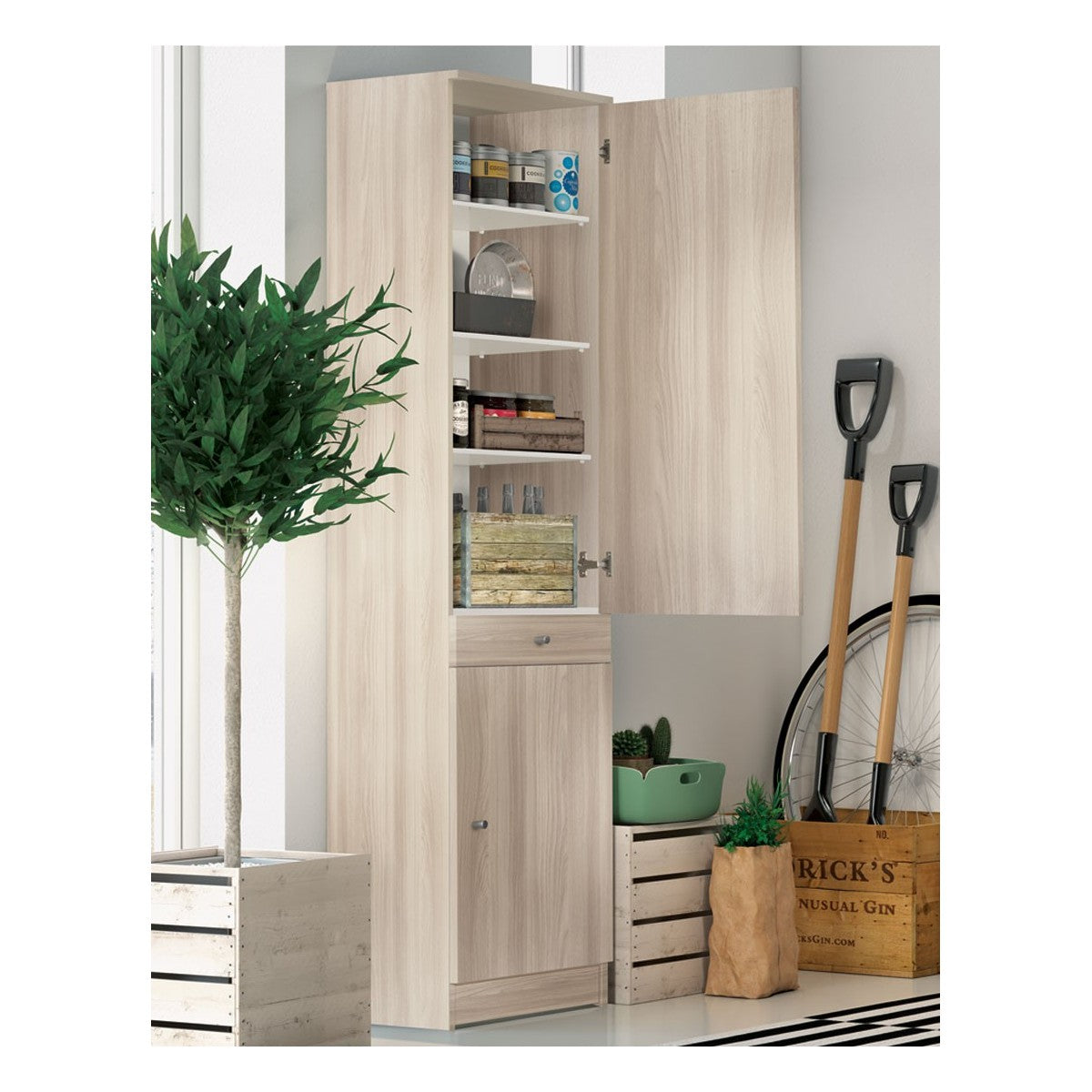 Armadio 180 2 Ante con Cassetto Mobile Alto Ripiani Scarpiera Colonna da Bagno
