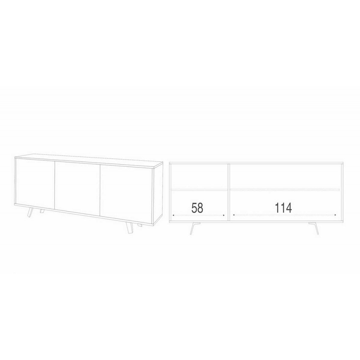 Armadio Bianco Lucido Soggiorno Buffet 3 Ante Madia Credenza Contenitore