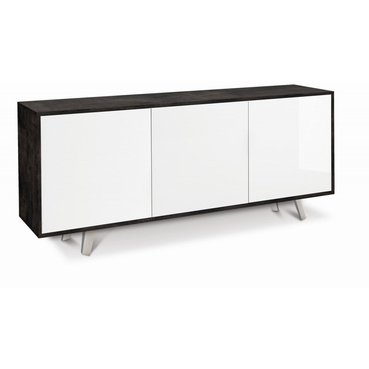 Armadio Buffet 3 Ante Madia Credenza Contenitore Nero Lucido Soggiorno