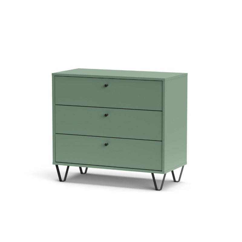 Cassettiera Aldo3 3 cassetti verde 83,6x40x75,2 cm