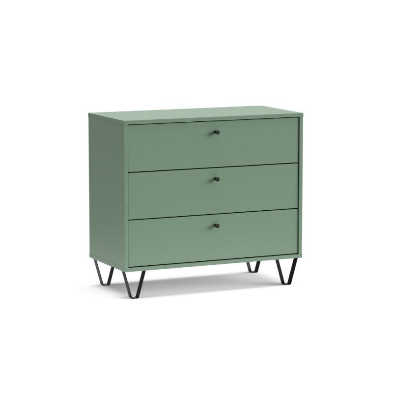 Cassettiera Aldo3 3 cassetti verde 83,6x40x75,2 cm