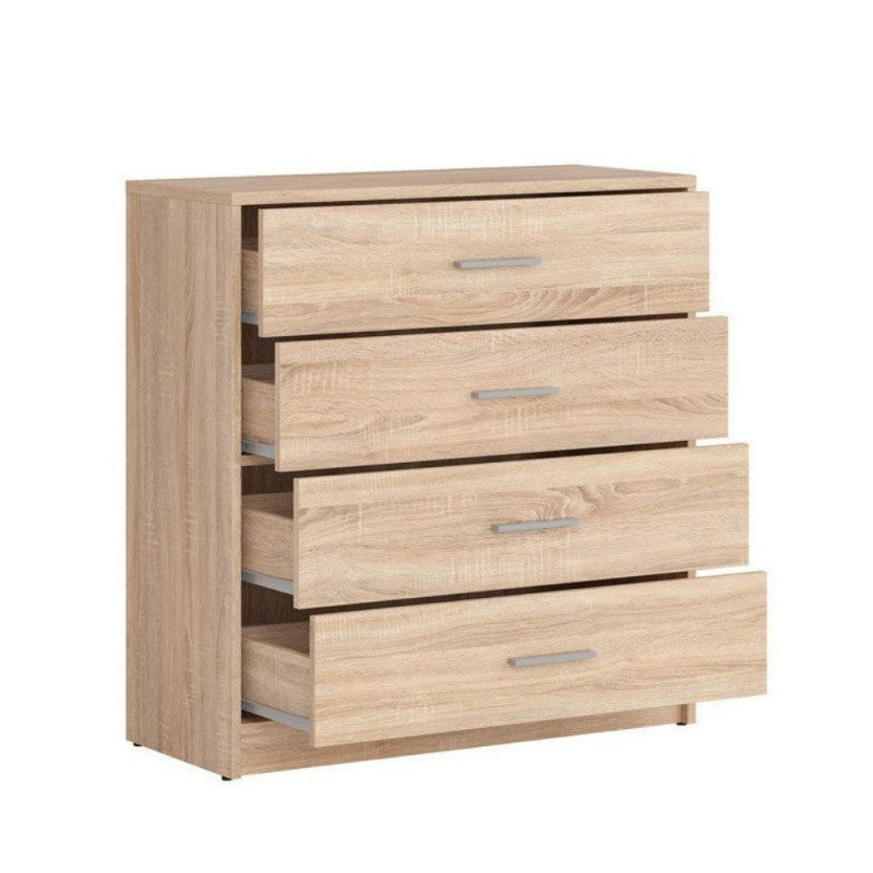 Cassettiera Nepo 4 cassetti rovere 80x33,5x83,5 cm