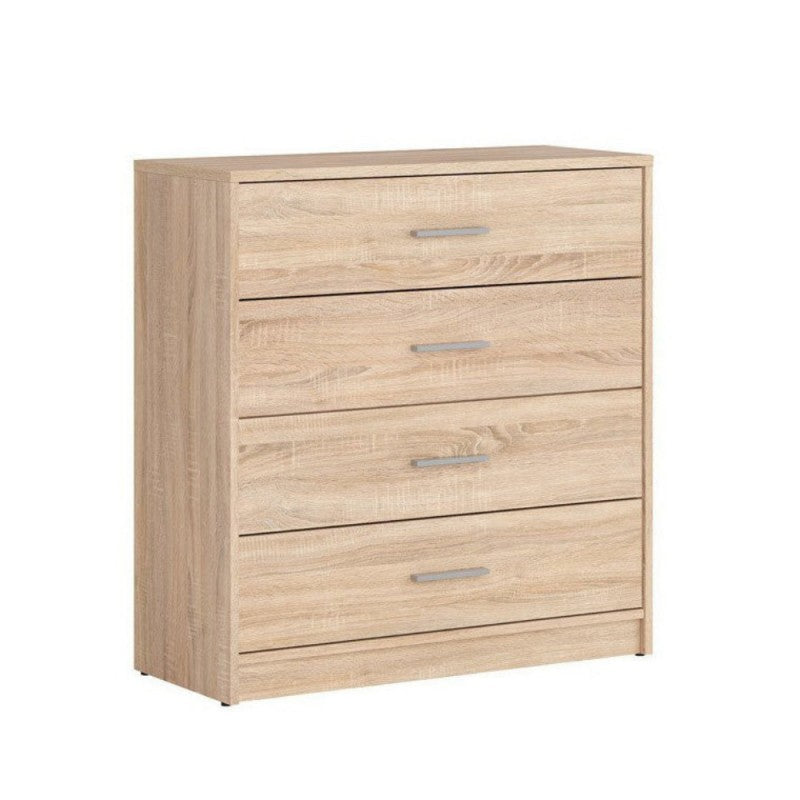 Cassettiera Nepo 4 cassetti rovere 80x33,5x83,5 cm